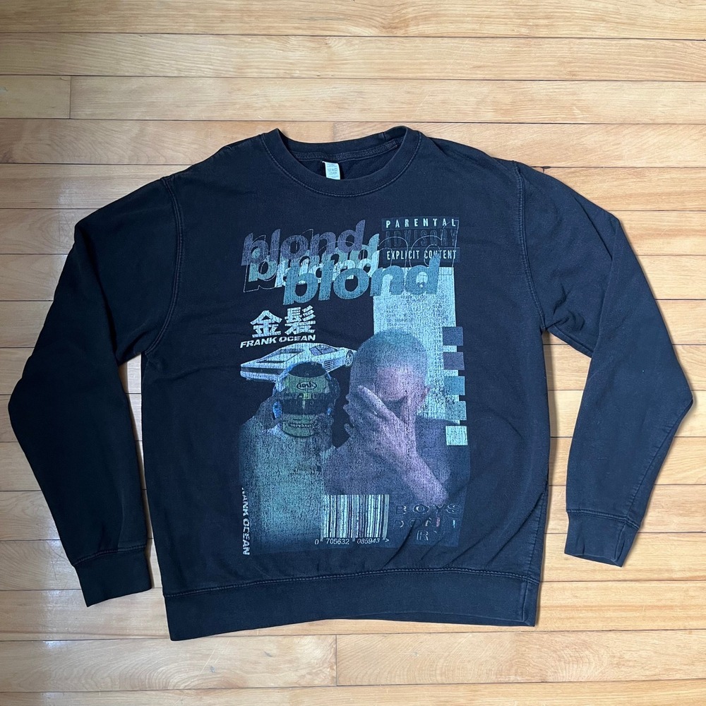 Frank Ocean Blond Graphic Sweatshirt Washed Black Crewneck Men Large Music Merch